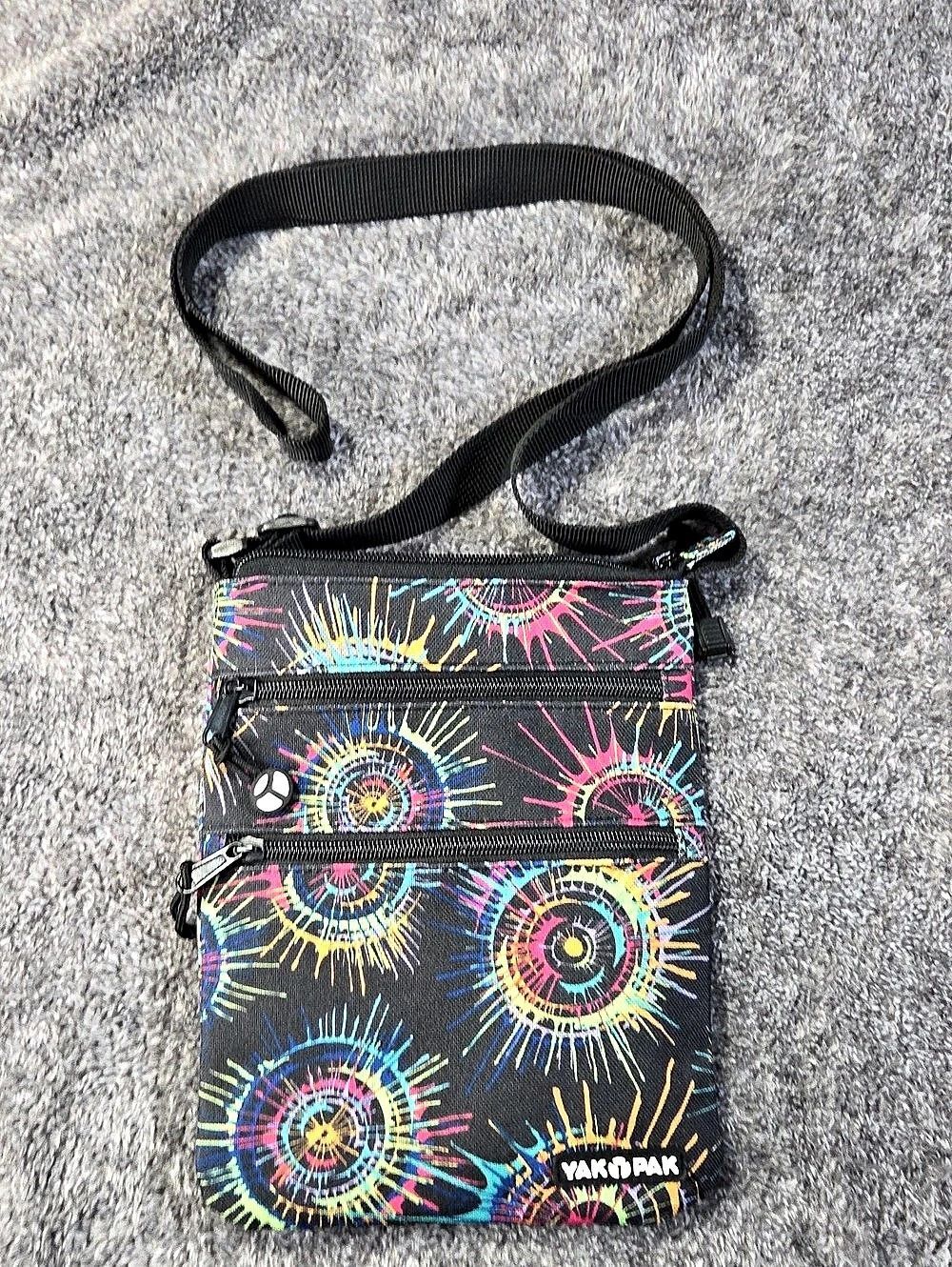 Vintage Y2K Yak Pak Neon Starburst Crossbody Organizer Pouch